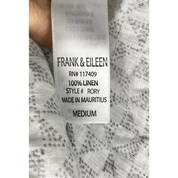 FRANK & EILEEN M Medium Black White Geometric Linen Maxi Rory Shirtdress Dress - Picture 4 of 10